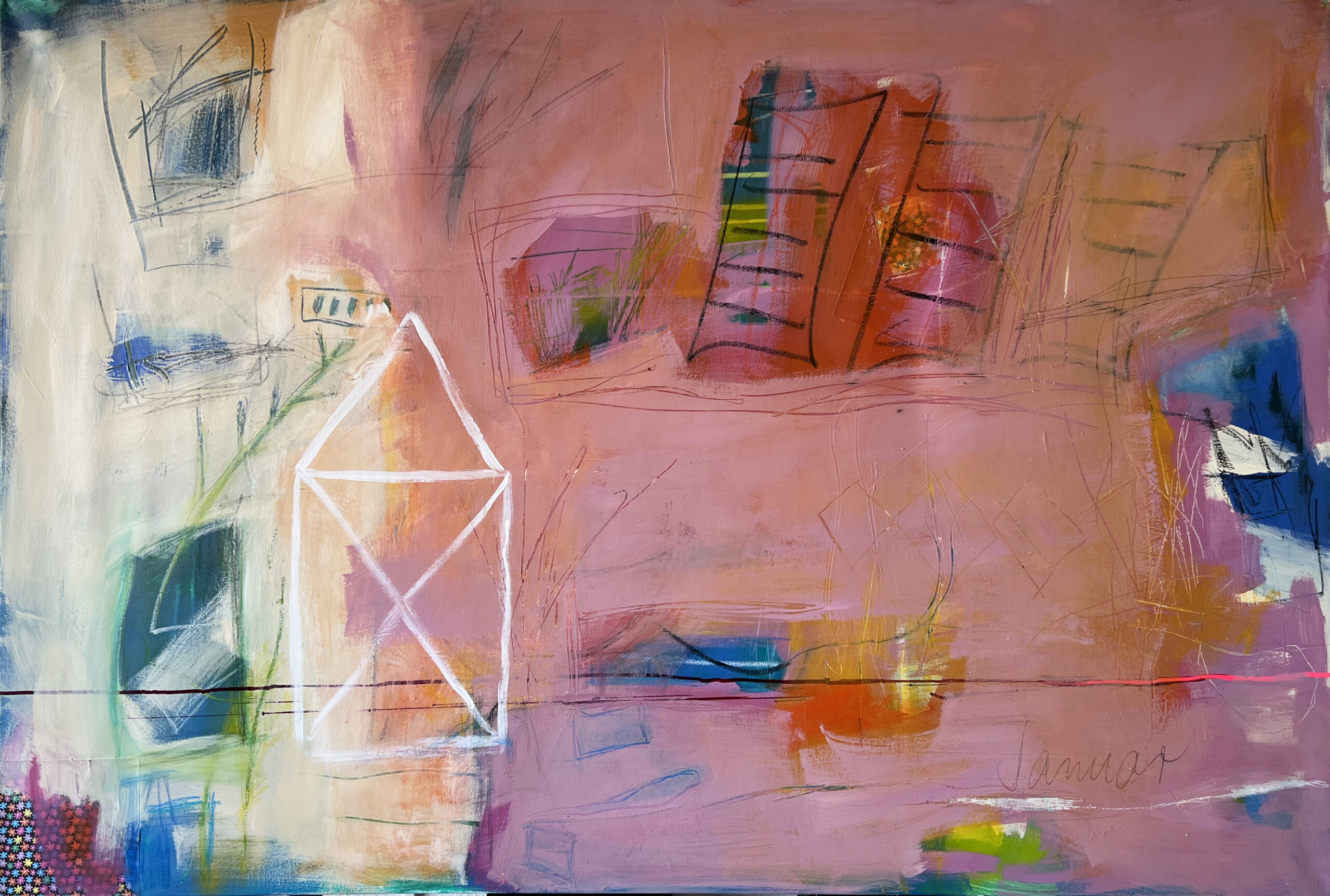 ohne-titel-34 Ohne Titel (34), Acryl-Mischtechnik auf Leinwand, 100 x 150 cm, 2026