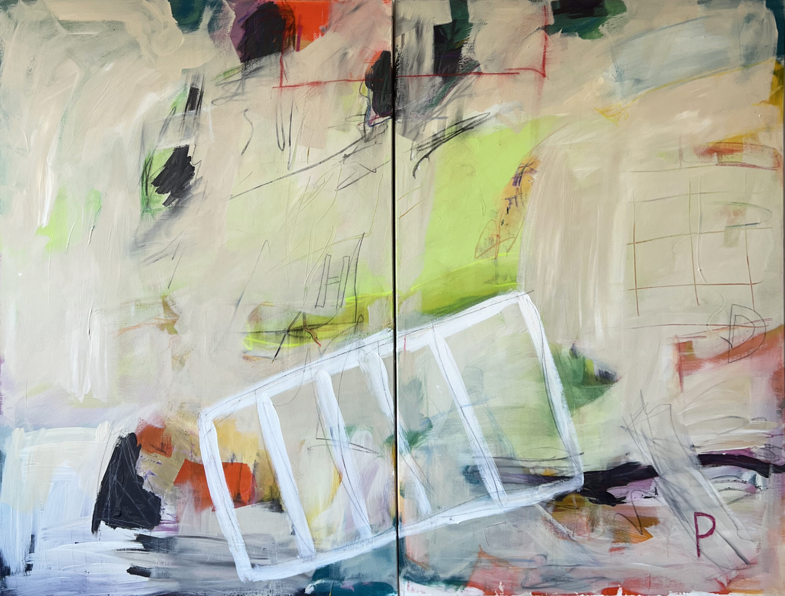 ohne-title-26 Ohne Titel (26), Diptychon, Acryl-Mischtechnik auf Leinwand, 120 x 160 cm, je 120 x 80, 2025