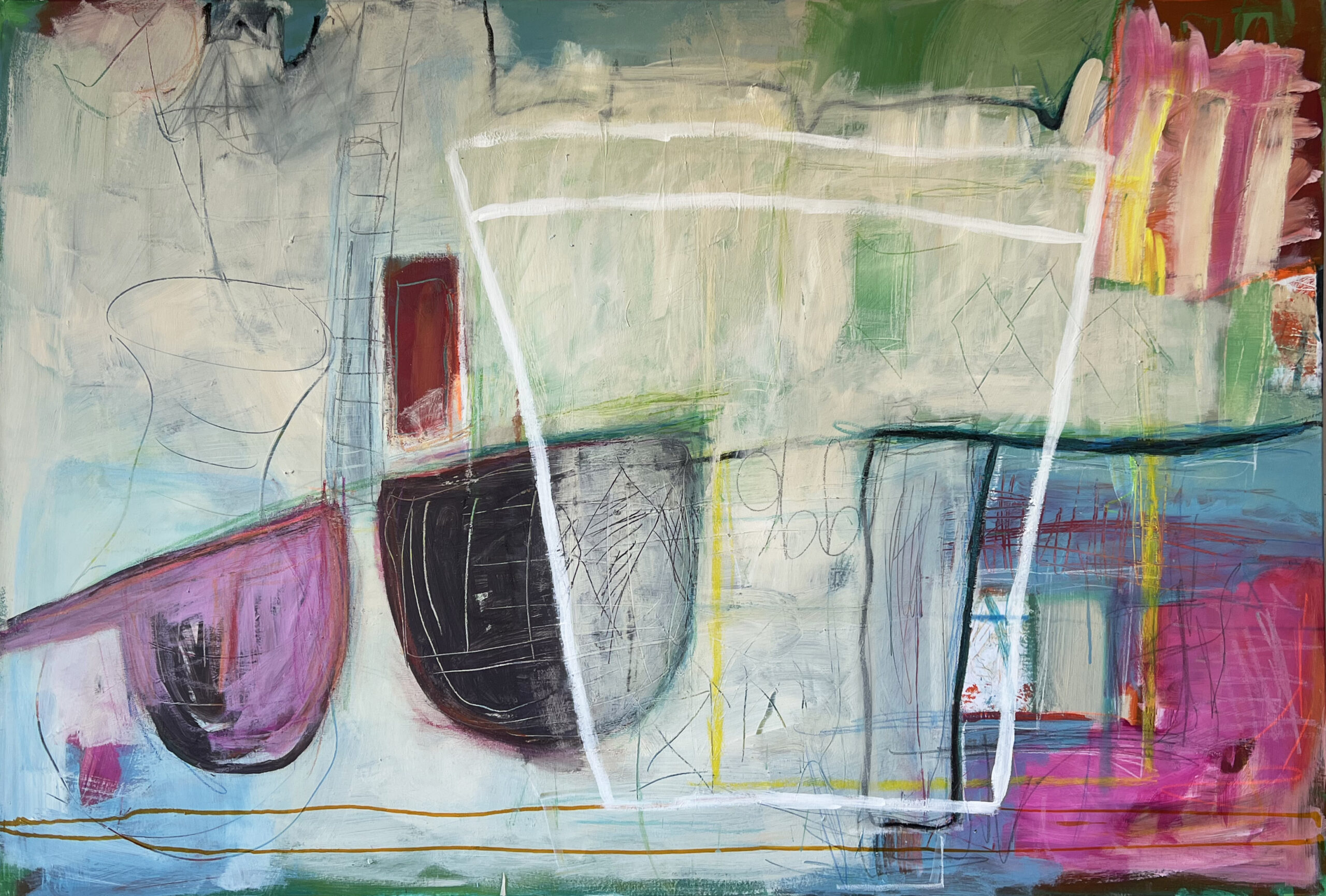 ohne-title-35 Ohne Titel (35), Acryl-Mischtechnik auf Leinwand, 100 x 150 cm, 2025